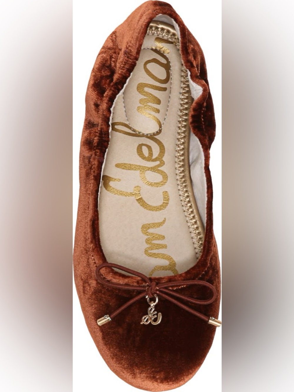 SAM EDELMAN FELICIA KIDS VELVET BALLET FLATS IN COPPER 2 - Picture 6 of 12